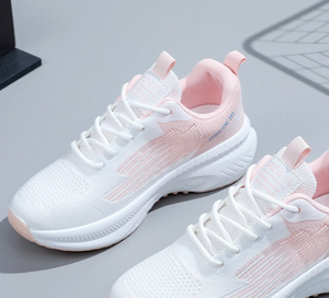 Zapatillas Deportivas de Malla para Mujer, Blancas y Rosas, Transpirables, Ligeras, con Entresuela de EVA y Suela de Goma, para Verano y Fitness - Product Image 1