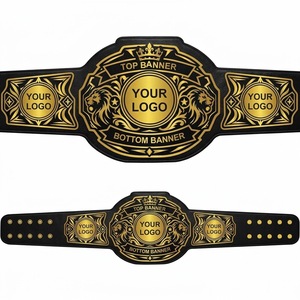 Cinturón de Campeonato de Boxeo Personalizado, Correa de Cuero PU Roja con Placas de León Doradas para Lucha Libre y MMA - Product Image 2