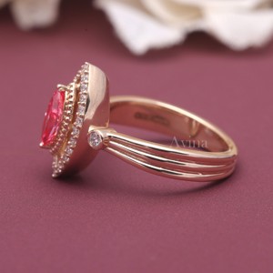 Luxury Marquise Cut Pink Diamond <b>Ring</b> 18K Yellow / White & Rose Gold Halo Diamond <b>Ring</b> Women Wedding Engagement Fine Jewelry - Product Image 6