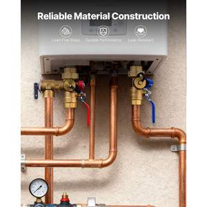 Vannes d'arrêt d'isolation NPT 3/4 pouce, kit de vanne de service de décharge de pression, laiton sans plomb pour la plupart des chauffe-eau sans réservoir - Product Image 3