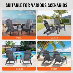 Set di 2 Sedie Adirondack Pieghevoli Portatili per Tutte le Stagioni, Arredo da Esterno con Portabicchieri, Set di Sedie per Braciere per Patio e Giardino - Product Image 6