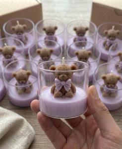 Handmade Craft Eco Friendly Long Lasting Fragrance Cute Bear <b>Candle</b> in Glass Cup Luxury Scented <b>Candle</b> Manufacturer Wholesale - Product Image 6
