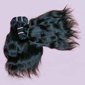 100% Natural Virgin Black Kinky Straight 18'' Human Hair <b>Extensions</b> Best Quality Double Weft <b>Braids</b> From Temple - Product Image 2