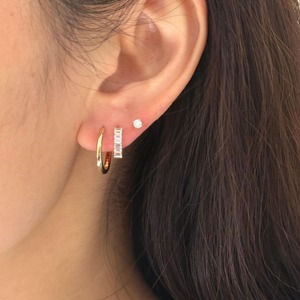 10K 14K <b>Solid</b> Yellow <b>Gold</b> Baguette Lab Grown Diamond <b>Huggie</b> Hoop Earrings Minimalist Elegant Jewelry Women Gift - Product Image 2