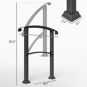 Corrimano Ausiliari per Esterni con Kit di Installazione per Gradini in Cemento, Neri - Product Image 3