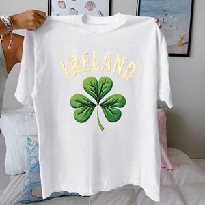 IRLANDE avec shamrock design pur coton t-shirt femme coupe confort - Product Image 1
