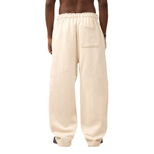 <b>Men's</b> <b>Cream</b> Cotton Sweatpants Elastic Waist Drawstring Casual Joggers Midweight Knitted Pants Autumn Style - Product Image 3