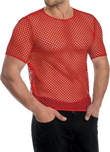 Débardeur sexy transparent en résille pour homme, idéal pour l'entraînement musculaire, t-shirt en maille transparente, coupe ajustée, manches courtes, été - Product Image 5