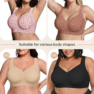 Sujetador deportivo sin aros para mujer, copa completa, talla grande, con tirantes ajustables de punto, sin costuras, de nailon, transpirable para todas las estaciones - Product Image 6