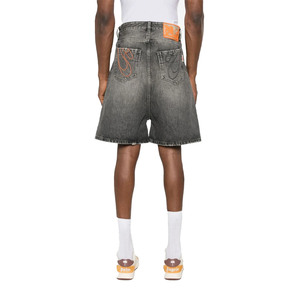 Shorts en jean bleu clair pour homme, taille élastique respirante, haute qualité, imprimé personnalisé, déchiré, délavage clair, streetwear, appliqué, été - Product Image 6