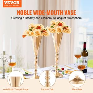 10 pezzi 43cm/16.9 'alta oro metallo tromba fiore di nozze vaso elegante per la decorazione della tavola - Product Image 2