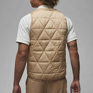 Chaleco Acolchado Beige para Hombre, con Cierre Frontal, Impermeable, Cortavientos, Informal, de Color Sólido, sin Mangas, con Relleno de Poliéster, para Invierno - Product Image 3