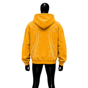 เสื้อฮู้ดซิปดาวสีเหลืองขนาดใหญ่พิเศษ ยูนิเซ็กส์ ผ้าฟลีซ ทรงหลวม อุ่นสบายสำหรับฤดูหนาว พร้อมลวดลายโค้งมน ทรงปกติ สวมใส่สบายสำหรับฤดูใบไม้ร่วง - Product Image 2