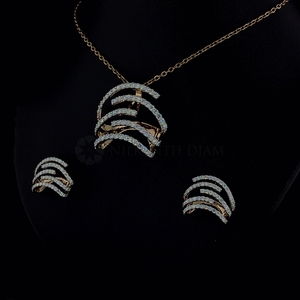 Pendentif et boucles d'oreilles design en diamant rond de 2,50 ct en or massif 10K 14K 18K cadeau d'anniversaire de mariage - Product Image 3