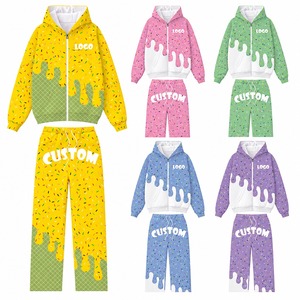 Autumn Joggers Sets Wholesale Men's <b>Polyester</b> <b>Hoodie</b> Jacket Zipper Design Pattern Custom Sublimation Tracksuits - Product Image 5