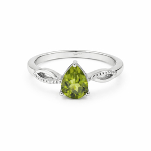 925 Sterling Silver Pear <b>Peridot</b> Classic <b>Ring</b> Gold and Rhodium Plated Modern Designer Jewelry - Product Image 6
