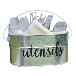 Porte-couverts en métal galvanisé texturé doré personnalisé avec poignée, organisateur multifonctionnel pour couverts et ustensiles - Product Image 3