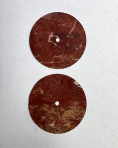 Red jasper Watch Dial 31.5 mm One Sided Polished Flat Cut <b>Face</b> 1 mm Thick 2mm Center Hole - Product Image 3