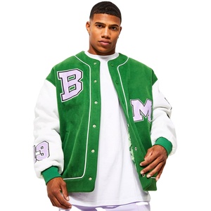 Wholesale Custom Logo Embossed Plus Size Casual <b>Summer</b> Baseball Varsity <b>Jacket</b> <b>Men</b> Sheep Fur Letterman Sportswear - Product Image 1