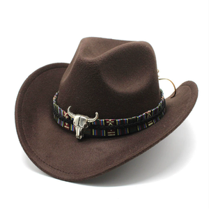 Sombrero de vaquero occidental de lana para hombre y mujer, estilo jazz, con cuero, tipo cloche, para iglesia, sombrero vaquero - Product Image 4