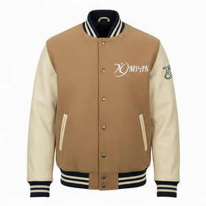 Streetwear style américain, manches en cuir contrastées, style urbain viral, coupe oversize universitaire - Product Image 1