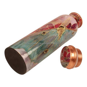 Botella de Metal Desechable Ecológica, de Cobre, con Diseño Floral Rojo Texturizado, para Beber - Product Image 2