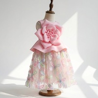 Vestido de Fiesta Formal Rosa con Flores 3D para Niñas, Vestido de Princesa Elegante para Cumpleaños, con Forro de Malla Suave, Vietnam