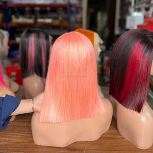 Perruques en cheveux humains bruts vietnamiens les plus vendues, perruques Lace Front sans colle, style bob court, couleur et texture personnalisables - Product Image 2
