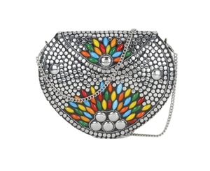 Circular <b>Silver</b>-Plated Zinc Alloy Tray With Colorful Enamel Folk Art Design - Product Image 3