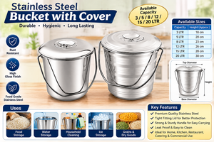 Stainless Steel <b>Bucket</b> With Lid 6-10L Metal <b>Mop</b> <b>Bucket</b> Modern Style In-Stock - Product Image 4