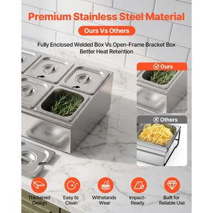 Vassoio da banco in acciaio inossidabile per servire cibo e insalate, con dispenser e griglia refrigerata per condimenti e esposizione a buffet - Product Image 4