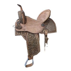 "Selle de course de baril en cuir occidental de qualité supérieure fabriquée à la main, légère et confortable pour le rodéo et l'équitation de performance" - Product Image 1