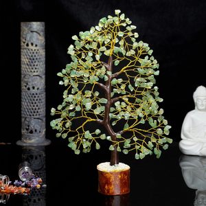 Arbre en cristal de jade vert naturel fait main, 300 perles, pour décoration intérieure, cadeau, vente en gros - Product Image 6