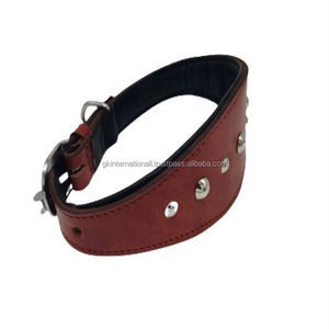 High Quality Premium Natural Fancy Real Strong Genuine Luxury Leather <b>Dog</b> <b>Collar</b> Set with Thick Padding Oval Shape - Product Image 3