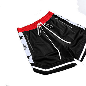 Men's <b>Black</b> MMA Shorts Red Waistband White Side Stripes Zipper Pockets Breathable Polyester <b>Combat</b> Sports Apparel - Product Image 6