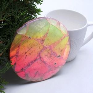 Atractivo Posavasos de Cuarzo Rosa en Bruto con Punta Pulida, Posavasos de Cristal de Cuarzo Aura Arcoíris con Fieltro, Posavasos de Gema de Cuarzo Pulido para Tazas - Product Image 6