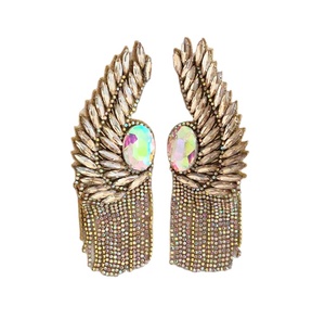 Customization Available for Hand Embroidered Jewelry Handmade Earrings for Women with Marquis Crystals at Lowest Market Price - Product Image 1