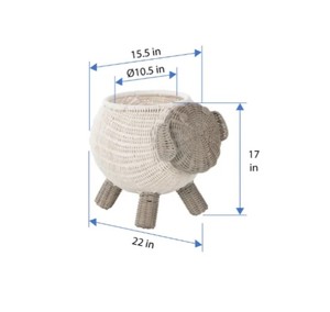 Handmade Sheep Shaped Woven <b>Storage</b> Basket for Nursery, Kids Toy Organizer <b>Bin</b>, Decorative Wicker Animal Basket from Vietnam - Product Image 3