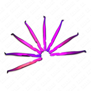 Deluxe Purple L Shape Stainless Steel Eyelash Extension Tweezers Precision Pointed Tip Volume Lash <b>Tool</b> for Professionals - Product Image 4