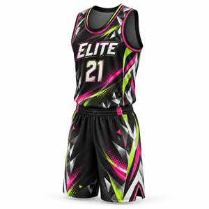 Ensemble d'uniformes de basketball personnalisés, maillot et short sublimés, col en U profond, vêtements de sport d'équipe en gros - Product Image 3