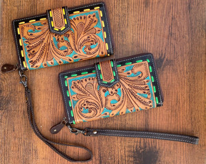 Nueva llegada cartera tallada a mano funda de teléfono de embrague elegante multiusos Cartera de cuero occidental para mujer - Product Image 4