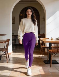 Premium Womens Fitness Tights High Waist Elastic <b>Leggings</b> Yoga Gym Running Workout Pants Slim <b>Shape</b> Activewear 100% Cotton Quick - Product Image 3