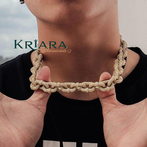 Men's 14k Gold Plated S925 Silver Lab Grown Diamond Link Chain <b>Statement</b> <b>Necklace</b> Hip Hop Style Wedding Everyday Wear - Product Image 2