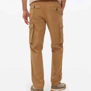 Pantalon cargo droit pour homme toutes saisons, coupe décontractée mi-élastique, multi-poches, confortable, léger, 100 % coton extensible - Product Image 2