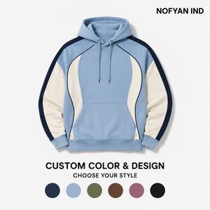 เสื้อฮู้ดดี้ NOFYAN IND แบรนด์ส่วนตัว สำหรับผู้ชาย แบบคัลเลอร์บล็อกกิ้ง แขนเสื้อแบบแร็กแลน ทรงปกติ ผ้าฝ้าย 100% เฟรนช์เทอร์รี่ สไตล์ลำลอง สตรีทแวร์ - Product Image 5