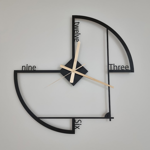 Reloj de Pared Moderno de Metal Negro, Diseño Geométrico Abstracto con Números Arábigos, Reloj Decorativo para Sala de Estar, Oficina en Casa - Product Image 1