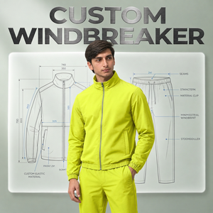 Custom <b>Men</b> Nylon Windbreaker Outfit <b>Hoodie</b> Shorts Lightweight Windproof Sportswear Casual <b>Running</b> Streetwear Clothing - Product Image 4