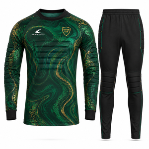 Conjunto de Camiseta de Fútbol de Manga Larga para Hombre, Uniforme de Portero Sublimado y Acolchado, Cuello Redondo, Ajustado, para Adultos, para Todas las Temporadas - Product Image 1