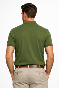 Chemise Formelle Homme Vert Olive à Manches Courtes - Logo sur le Devant - Tissu 100% Coton Tissé - Qualité Export - Primora Global Apparel - Product Image 4