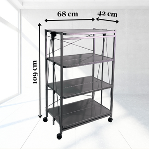 EasyStore-Estante de almacenamiento plegable de metal para cocina, con ruedas móviles, tipo de pie para uso en horno microondas - Product Image 2